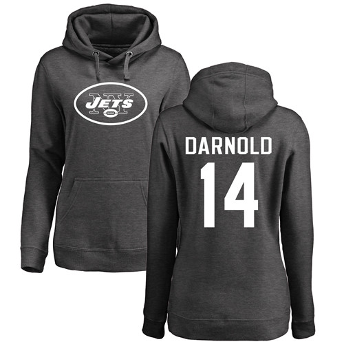 New York Jets Ash Women Sam Darnold One Color NFL Football #14 Pullover Hoodie Sweatshirts
